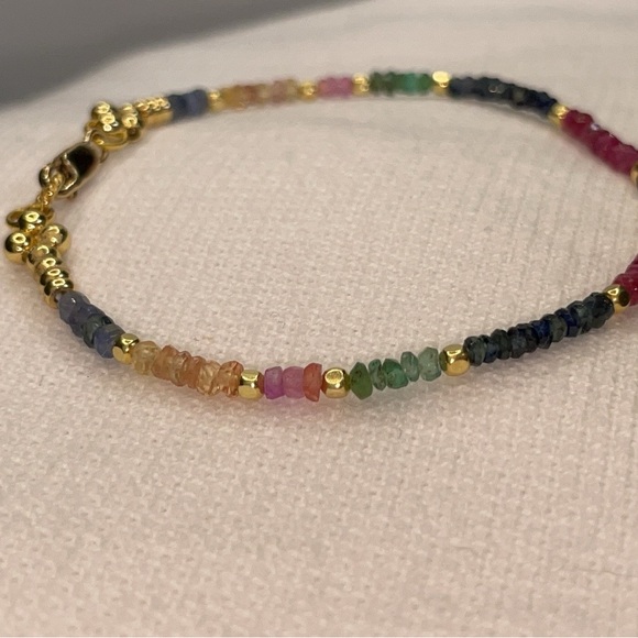 Blue and Multi Colored Sapphire Vermeil Bracelet - Picture 5 of 6